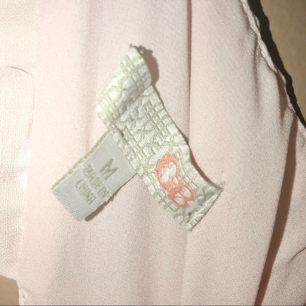 GB Gianni Bini‎ Ruffle Flutter Sleeve Tie Polka Dot Mini Dress Pink White Medium - Picture 6 of 6